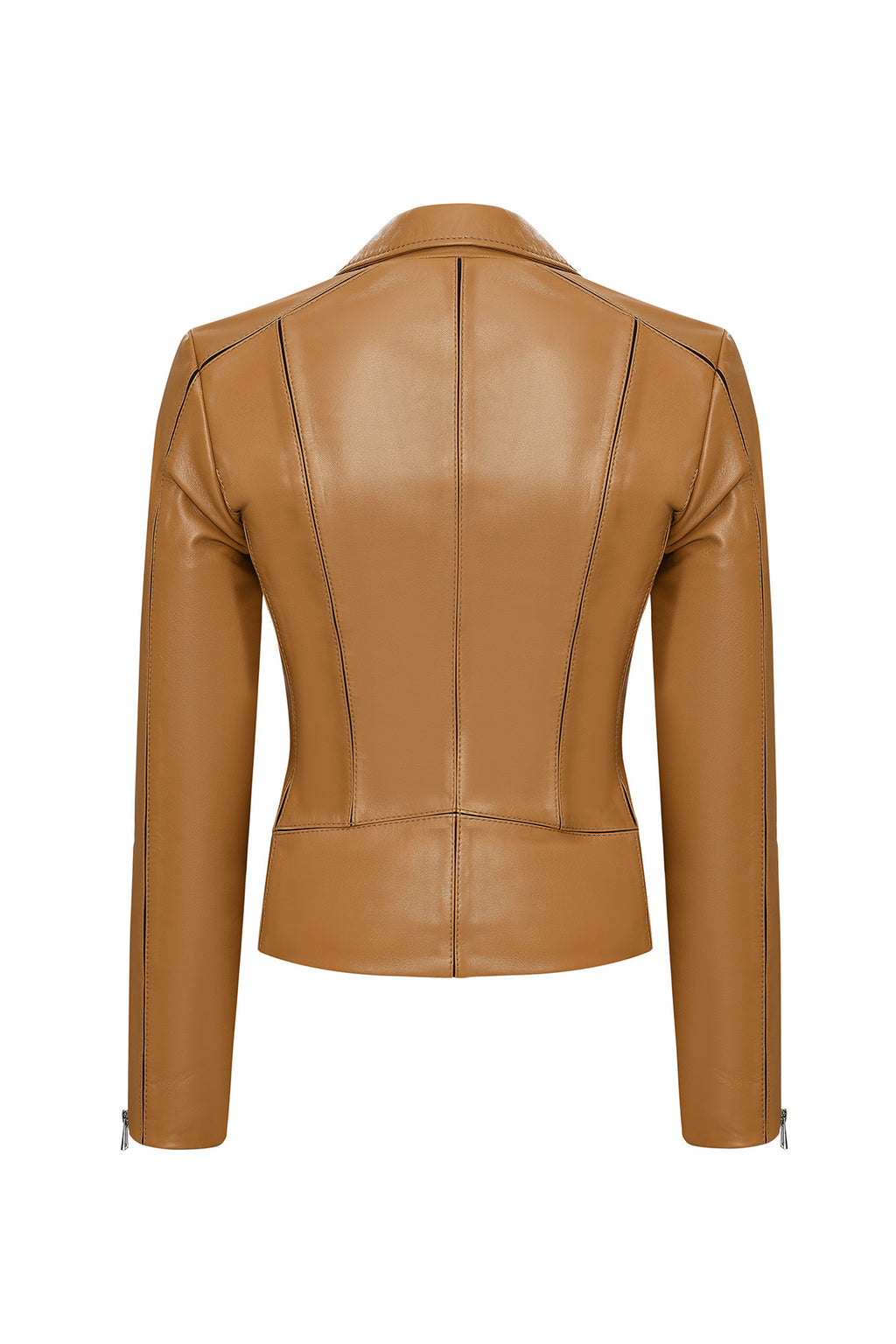 Bella Kadın Camel Biker Kısa Deri Ceket