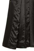 Isabel Woman Black Double-breasted Collar Leather Overcoat | Derimod Isabel Woman Black Double-breasted Collar Leather Overcoat | Derimod