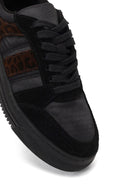 Woman Black Lace-Up Patterned Leather Sneaker | Derimod Woman Black Lace-Up Patterned Leather Sneaker | Derimod