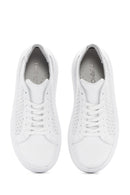 Women's White Thick Sole Lace Up Leather Sneaker | Derimod Women's White Thick Sole Lace Up Leather Sneaker | Derimod