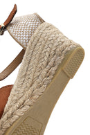 Women's Orange Ankle Strap Wedge Heel Suede Leather Espadrilles | Derimod Women's Orange Ankle Strap Wedge Heel Suede Leather Espadrilles | Derimod