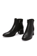 Women's Black Zipper Heeled Leather Boots | Derimod Women's Black Zipper Heeled Leather Boots | Derimod