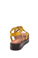 Women's Yellow Leather Flat Bodrum Sandals | Derimod Women's Yellow Leather Flat Bodrum Sandals | Derimod
