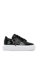 Women's Black Stone Thick Soled Sneaker | Derimod Women's Black Stone Thick Soled Sneaker | Derimod
