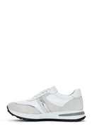 Women's White Lace-Up Leather Sneaker | Derimod Women's White Lace-Up Leather Sneaker | Derimod