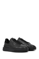 Men's Black Lace-Up Thick-Soled Leather Sneaker | Derimod Men's Black Lace-Up Thick-Soled Leather Sneaker | Derimod