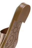 Women's Pink Metallic Leather Slippers | Derimod Women's Pink Metallic Leather Slippers | Derimod