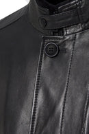 Barella Men's Black Collar Furry Leather Trench Coat | Derimod Barella Men's Black Collar Furry Leather Trench Coat | Derimod