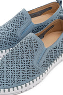 Women's Blue Patterned Fabric Comfort Shoes | Derimod Women's Blue Patterned Fabric Comfort Shoes | Derimod