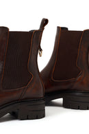 Woman Brown Thick-Soled Leather Chelsea Boots | Derimod Woman Brown Thick-Soled Leather Chelsea Boots | Derimod