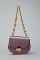 Lilac Women's Leather Shoulder Bag with Chain Handle | Derimod Lilac Women's Leather Shoulder Bag with Chain Handle | Derimod