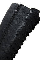 Women's Black Leather Zippered Thick Soled Boots | Derimod Women's Black Leather Zippered Thick Soled Boots | Derimod