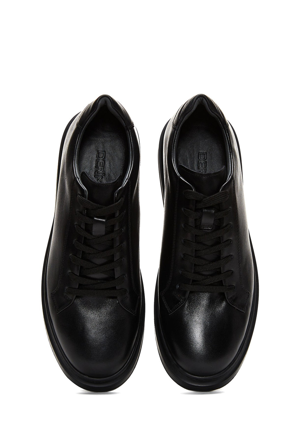 Erkek Siyah Bağcıklı Deri Sneaker