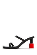 Women's Black Thick Heeled Slippers | Derimod Women's Black Thick Heeled Slippers | Derimod
