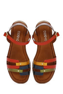 Women's Multicolored Leather Bodrum Sandals | Derimod Women's Multicolored Leather Bodrum Sandals | Derimod