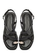 Women's Black Leather Ankle Buckle Sandals | Derimod Women's Black Leather Ankle Buckle Sandals | Derimod