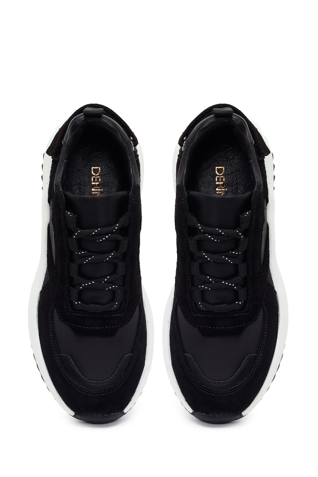 Kadın Siyah Bağcıklı Kalın Tabanlı Deri Sneaker