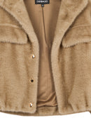 Cortina Women's Beige Short Teddy Coat | Derimod Cortina Women's Beige Short Teddy Coat | Derimod