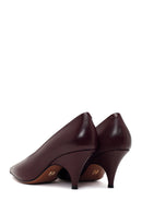 Woman Burgundy Heeled Leather Stiletto | Derimod Woman Burgundy Heeled Leather Stiletto | Derimod