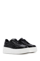Women's Black Leather Thick Soled Sneaker | Derimod Women's Black Leather Thick Soled Sneaker | Derimod