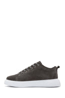 Men's Gray Lace-Up Suede Leather Sneaker | Derimod Men's Gray Lace-Up Suede Leather Sneaker | Derimod