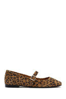 Women's Leopard Strap Leather Ballerina | Derimod Women's Leopard Strap Leather Ballerina | Derimod