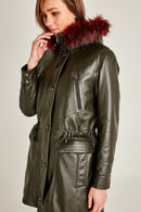 Annamaria Women's Leather Jacket | Derimod Annamaria Women's Leather Jacket | Derimod