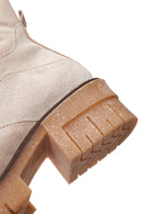 Women's Beige Suede Leather Boots | Derimod Women's Beige Suede Leather Boots | Derimod