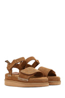 Women's Tan Thick-Soled Suede Sandals | Derimod Women's Tan Thick-Soled Suede Sandals | Derimod