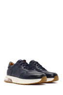 Erkek Lacivert Bağcıklı Deri Sneaker | Derimod Erkek Lacivert Bağcıklı Deri Sneaker | Derimod