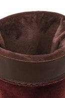 Woman Burgundy Heeled Suede Boot | Derimod Woman Burgundy Heeled Suede Boot | Derimod