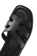 Women's Black Leather Slippers | Derimod Women's Black Leather Slippers | Derimod