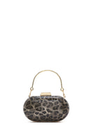 Women's Gold Leopard Pattern Long Strap Mini Clutch Evening Bag | Derimod Women's Gold Leopard Pattern Long Strap Mini Clutch Evening Bag | Derimod