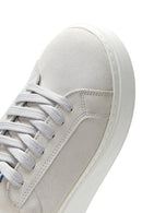 Women's Gray Suede Leather Thick Soled Sneaker | Derimod Women's Gray Suede Leather Thick Soled Sneaker | Derimod