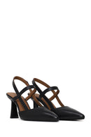 Woman Black Backless Heeled Leather Shoe | Derimod Woman Black Backless Heeled Leather Shoe | Derimod