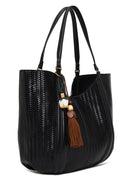 Woman Black Accessorized Printed Shoulder Bag | Derimod Woman Black Accessorized Printed Shoulder Bag | Derimod