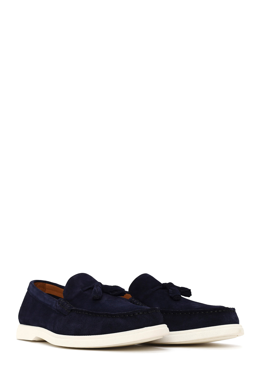 Erkek Lacivert Püsküllü Süet Deri Casual Loafer