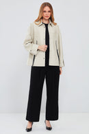 Farrah Women's Beige Oversize Leather Jacket | Derimod Farrah Women's Beige Oversize Leather Jacket | Derimod
