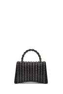 Women's Anthracite Long Strap Stone Mini Handbag | Derimod Women's Anthracite Long Strap Stone Mini Handbag | Derimod