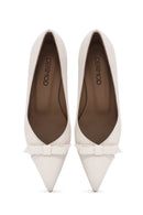 Women's Cream Thin Low Heel Leather Stiletto | Derimod Women's Cream Thin Low Heel Leather Stiletto | Derimod