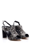 Women's Snakeskin Patterned Heeled Shoes | Derimod Women's Snakeskin Patterned Heeled Shoes | Derimod