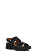 Geox Women's Black Lisbona Leather Sandals | Derimod Geox Women's Black Lisbona Leather Sandals | Derimod