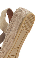 Women's Beige Suede Leather Espadrille Sandals | Derimod Women's Beige Suede Leather Espadrille Sandals | Derimod