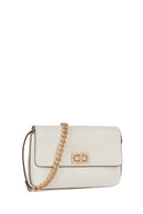 Geox Women's White Liliane Long Strap Leather Crossbody Bag | Derimod Geox Women's White Liliane Long Strap Leather Crossbody Bag | Derimod