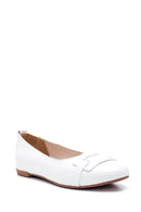 Women's White Leather Casual Ballerinas | Derimod Women's White Leather Casual Ballerinas | Derimod