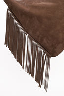 Woman Mink Tassel Suede Shoulder Bag | Derimod Woman Mink Tassel Suede Shoulder Bag | Derimod