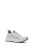 Women's White Lace-Up Thick-Sole Fabric Sneakers | Derimod Women's White Lace-Up Thick-Sole Fabric Sneakers | Derimod