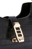 Women's Black Long Strap Crocodile Patterned Shoulder Bag | Derimod Women's Black Long Strap Crocodile Patterned Shoulder Bag | Derimod