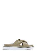 Women's Green Leather Comfort Slippers | Derimod Women's Green Leather Comfort Slippers | Derimod
