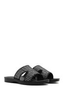 Women's Black Straw Slippers | Derimod Women's Black Straw Slippers | Derimod
